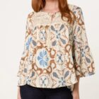 crochet yoke tunic blouse