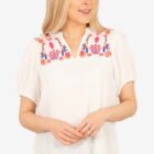 white cotton embroidered blouse