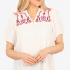 white cotton embroidered blouse