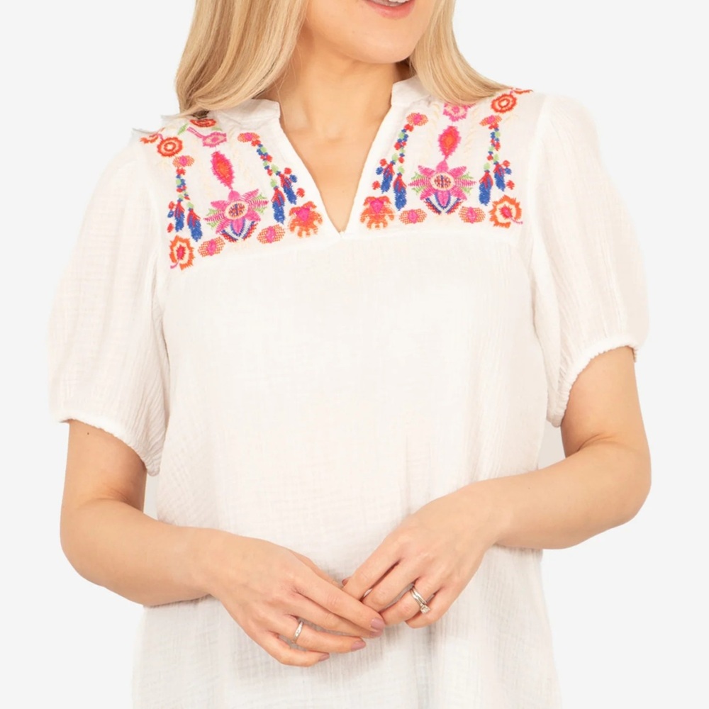 white cotton embroidered blouse Rainbow and Spoon Oxford 4 white cotton embroidered blouse