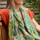Lime floral vines scarf