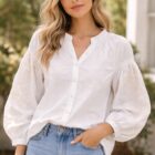 white embroidered cotton shirt