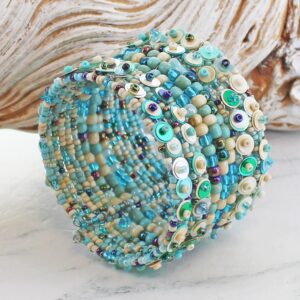 aqua sequin bead bracelet