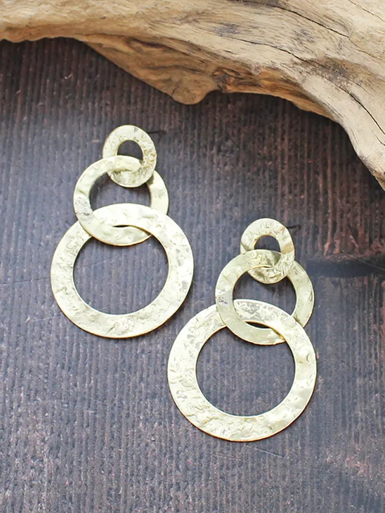 Suzie Blue gold triple hoop earrings Rainbow and Spoon Oxford gold triple hoop earrings