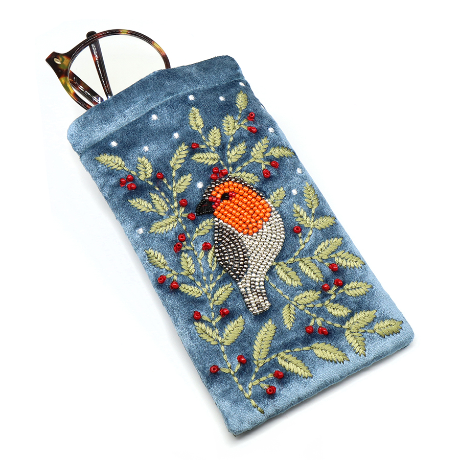 PoM velvet robin glasses case Rainbow and Spoon Oxford velvet robin glasses case