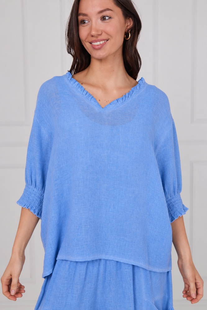cotton linen cornflower top Rainbow and Spoon Oxford 2 cotton cornflower top