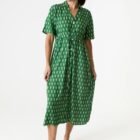 green button front shirt dress