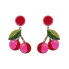 hand beaded cherry earrings