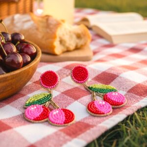 Hand Beaded Cute Cherry Earrings