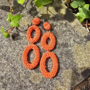 beaded oval hoop earrings