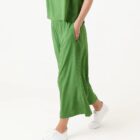 green crop trousers