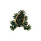 beaded green frog brooch