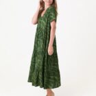 khaki leaf print dress