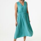 blue tie waist dress