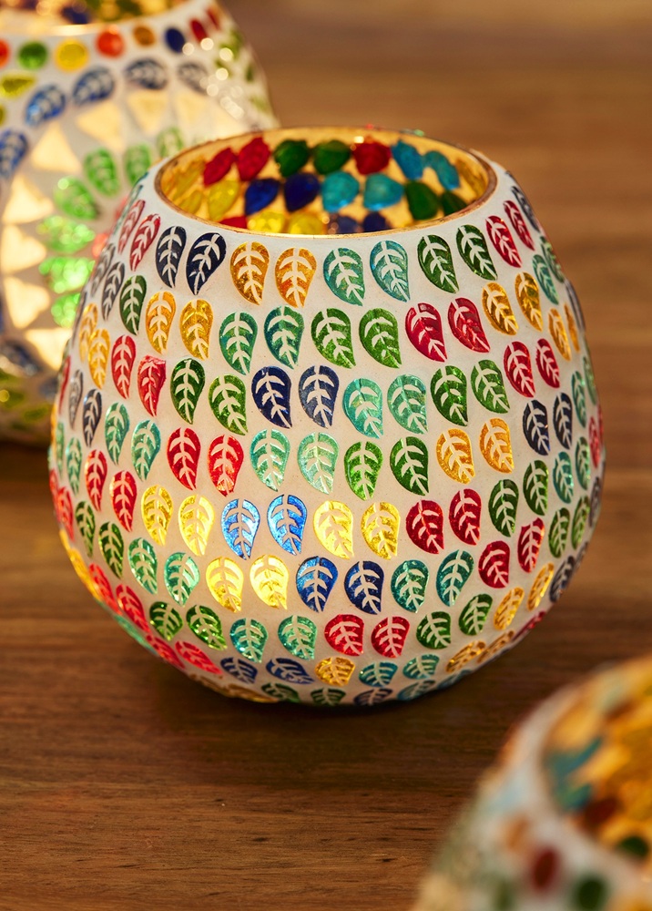 Pahi recycled glass tea light holder Rainbow and Spoon Oxford recycled glass tealight holder