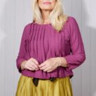 plum pintuck smock top