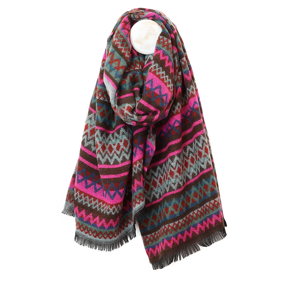 PoM green zigzag scarf Rainbow and Spoon Oxford green zigzag stripe scarf