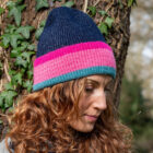 navy stripe knit hat