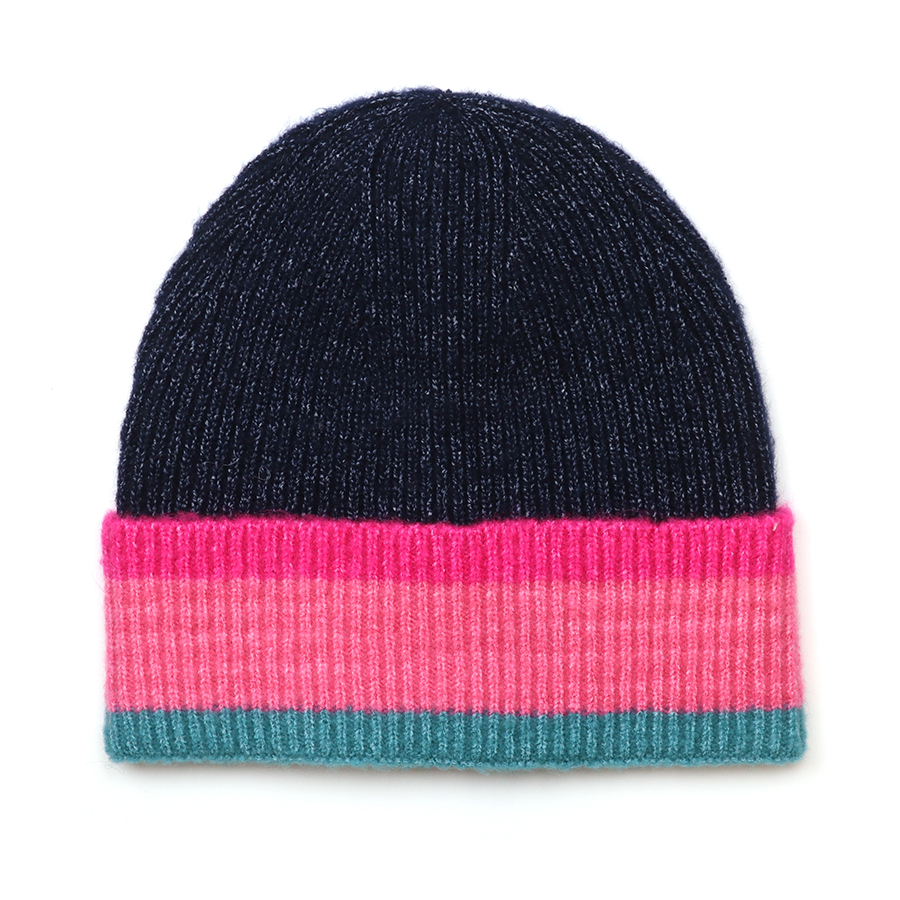 navy stripe knit hat