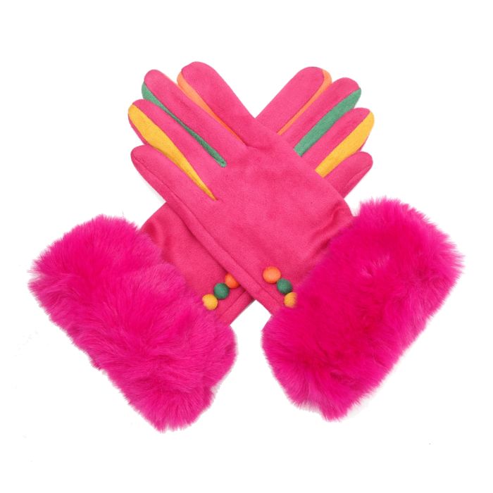fuschia faux fur cuff gloves Rainbow and Spoon Oxford pink fur cuff gloves
