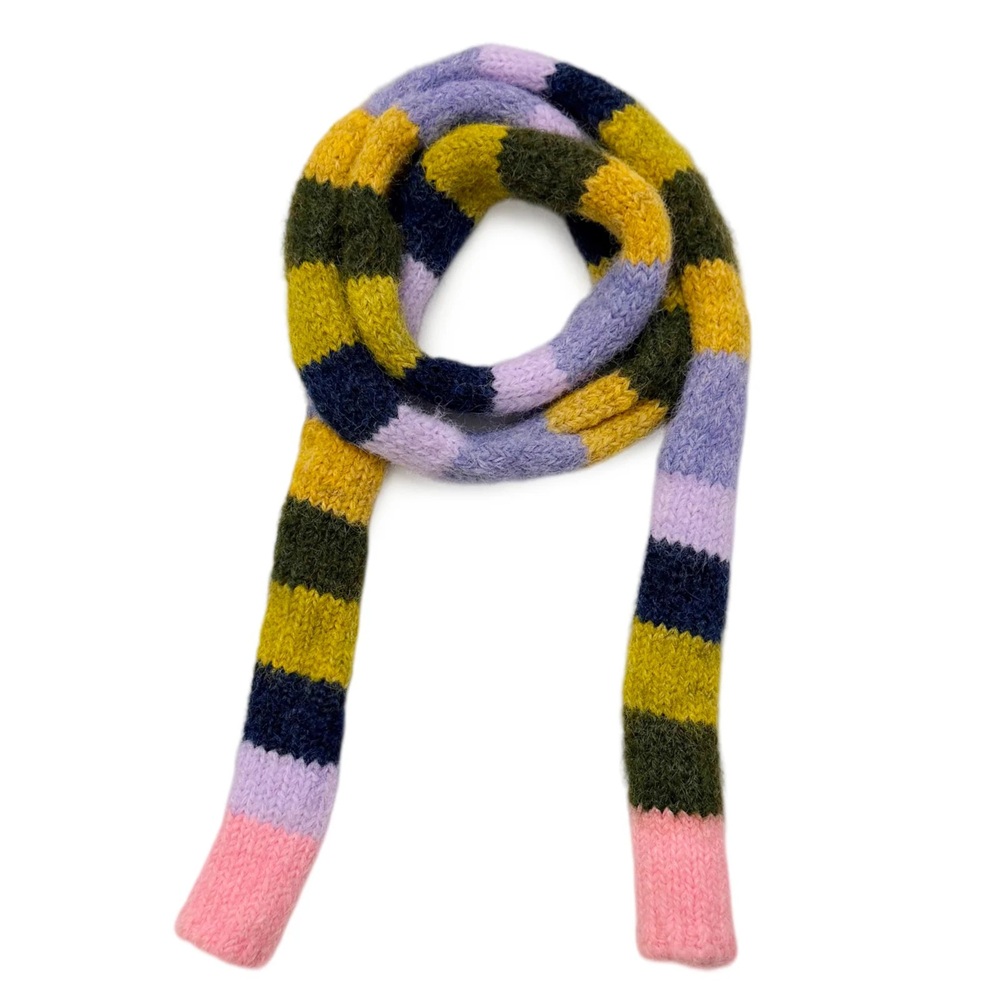 stripe knit skinny scarf Rainbow and Spoon Oxford lilac stripe skinny scarf